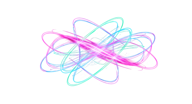 Neon orbital paths collide in center