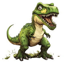 Cartoon Dinosaur Stomping Through Swamp with Mouth Open Isolated on Transparent Background