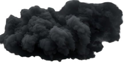 Ominous billowing dark cloud against black