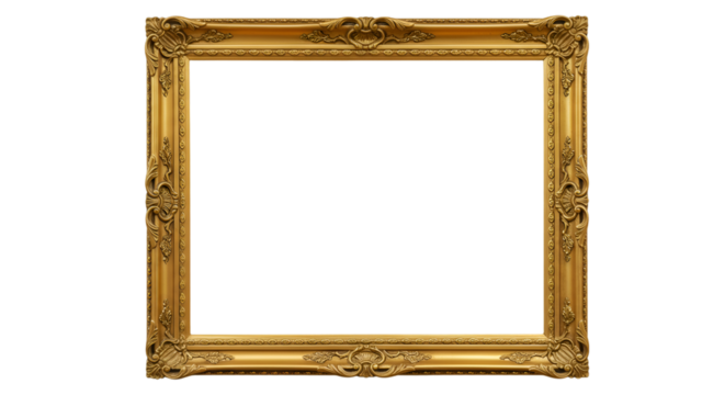 Ornate golden frame on black backdrop