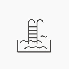 Swimming pool flat icon vector. Fitness, swim vector illustration. Water, sport, gym symbol sign