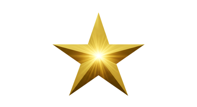 Radiant golden star shining brightly