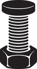 Bolt and Nut Silhouette Vector – Clean Black Fixing Tool Illustration - EPS Format File