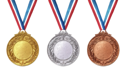  Traditional Medals for 17 Agustus Games Realistic Style Transparent Background