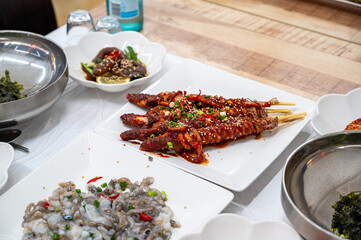 South korea food. Grilled Whole Octopus