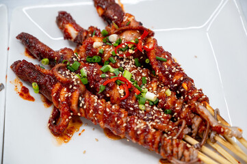 South korea food. Grilled Whole Octopus