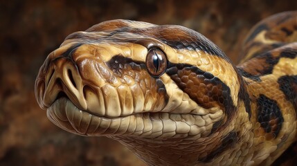 Fototapeta premium Close-up of a vibrant, detailed snake with striking patterns and textures