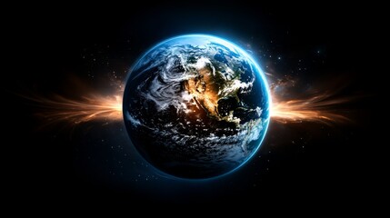 Fototapeta premium Stunning view of Earth from space with vibrant colors and glowing effects