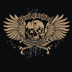 gothic sign with skull, grunge vintage design t shirts
