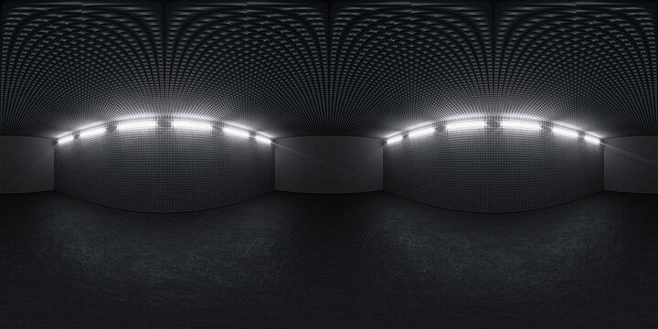 HDRI. Acoustical Soundproof room. Full spherical panorama 360 degrees. 3D render illustration. Music room.