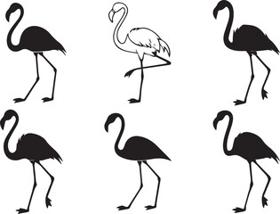 Fototapeta premium Flamingos Silhouettes