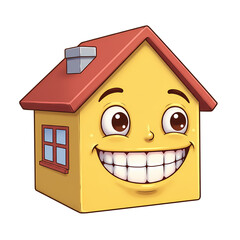 Smiling House Cartoon Illustration Happy Home Image isolated on Transparent Background