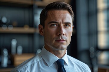 Fototapeta premium Professional Portrait of a Confident Male Executive in a Studio Setting