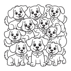 Obraz premium Group dogs black lineart