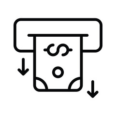Ready to use linear style icon of cash withdrawal