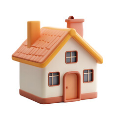 Cute Cartoon House Orange Roof White Walls