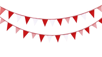 Red and White Flags Bunting Decoration Isolated on White Background