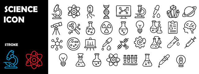 Science Icons – Vector Set of Laboratory, Research, and Education Symbols