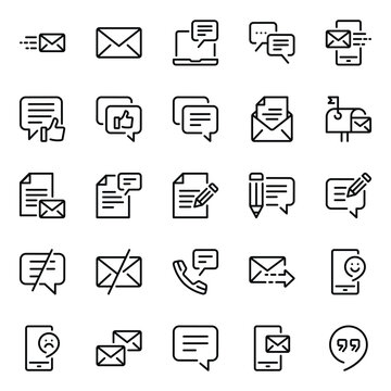 Outline icons set for Email message