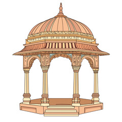 Obraz premium Architectural marvel of a traditional pavilion in India. PNG image, transparent background