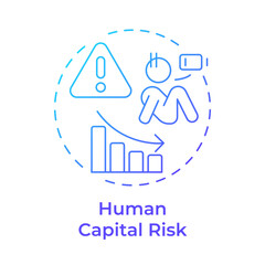 Human capital risk blue gradient concept icon. Identify potential threats for company. Workforce insight. Round shape line illustration. Abstract idea. Graphic design. Easy to use blog post