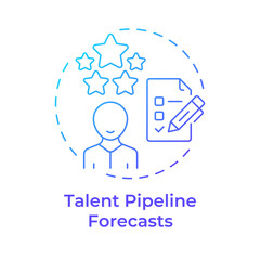 Talent pipeline forecasts blue gradient concept icon. Predicting company staff needs. Workforce insight. Round shape line illustration. Abstract idea. Graphic design. Easy to use blog post