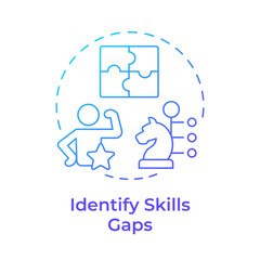 Identifying skills gaps blue gradient concept icon. Defining employee incompetence. Workforce forecasting. Round shape line illustration. Abstract idea. Graphic design. Easy to use blog post