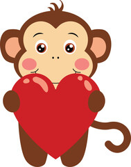Cute Monkey Holding a Big Heart.cdr