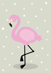 Whimsical Pink Flamingo in a Minimalist Style