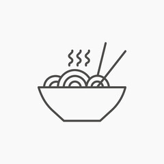 noodle bowl with chopstick icon vector isolated. 