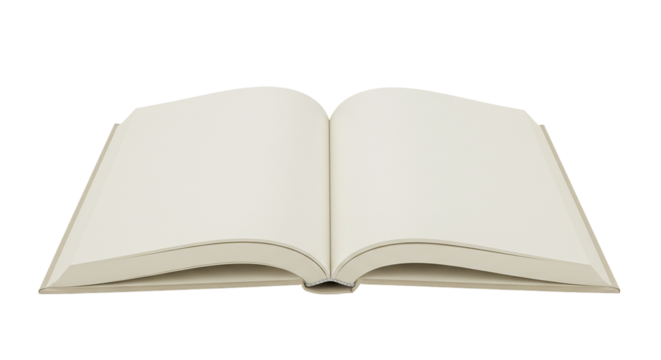 A visual representation of an open book with blank pages, ideal for symbolizing creativity, writing, or the beginning of a new idea or project in various design and educational settings.
