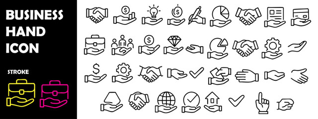 Business Hand Icons – Vector Set of Hand Gestures for Corporate, Deal, and Partnership Concepts