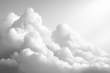 Monochromatic view of fluffy cumulus clouds.