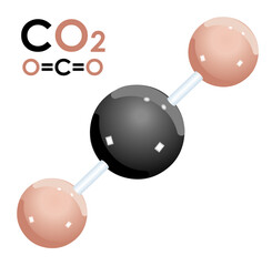 Molécule de dioxyde de carbone sur fond blanc