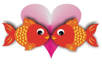 Cartoon fish couple making love