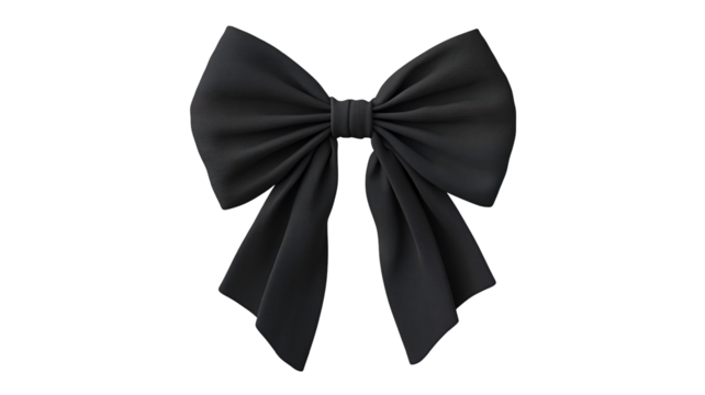 Elegant black bow isolated on transparent or white background. PNG Generative ai