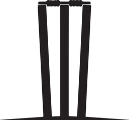 Wicket Stump Silhouette Vector – Simple Black Cricket Equipment Illustration