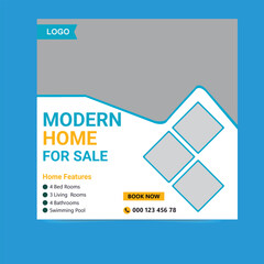 Modern Home for Sale Social Media Post Design – Real Estate Marketing Template