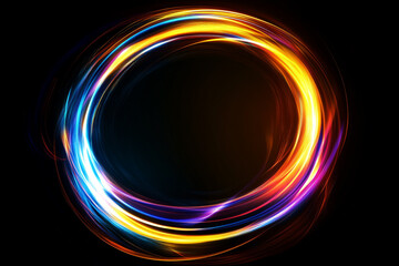 Vibrant swirling light creates a circular frame Abstract art design