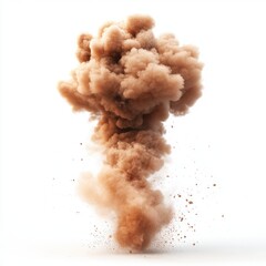 Abstract Brown Dust Cloud Explosion on White Background