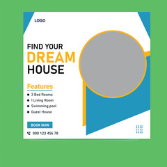Modern Home for Sale Social Media Post Design – Real Estate Marketing Template