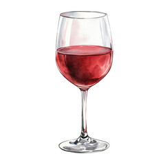 Elegant red wine glass with rich burgundy hue, cut out - stock png.