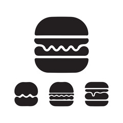 vector illustration of burger and hamburger fast food vector icon set silhouette design