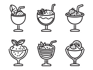 Traditional compote recipe line art with detailed fruit elements
