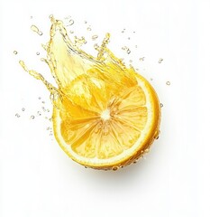 Fresh lemon slice with juice splash