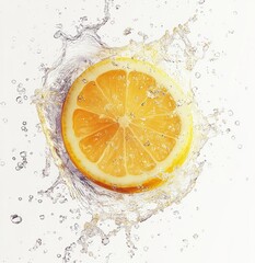 Freshly Sliced Lemon in Water Splash