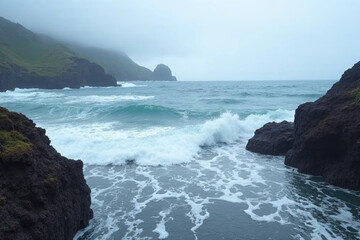 Obraz premium waves breaking on the rocks