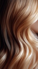 Fototapeta premium Close-up view of flowing, wavy blonde hair.