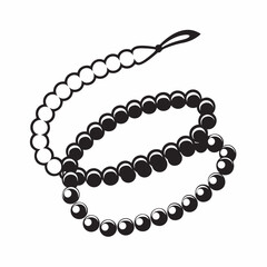 Obraz premium Black and White Beaded Prayer Necklace with String for Spirituality, Faith-Based Blogs, Meditation Practices, and Mindfulness Content 