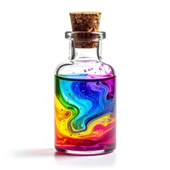 Rainbow Liquid in Glass Bottle